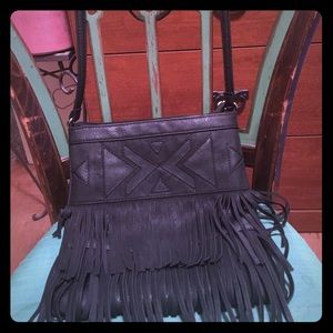 Black Boho Fringed Purse